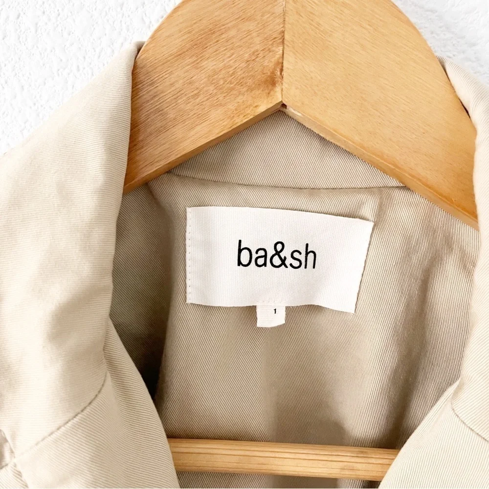 ba&sh Muse Belted Safari Utility Jacket Beige Gabardine Parisian Chic